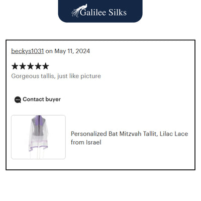 Lilac Lace Decorated Tallit for Girl, Tzitzit Tallit for women, Bat Mitzvah Tallis