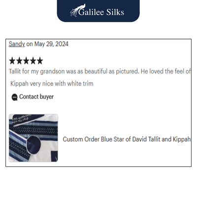 Modern Blue Star Of David Tallit for Men, Bar Mitzvah Tallit Set