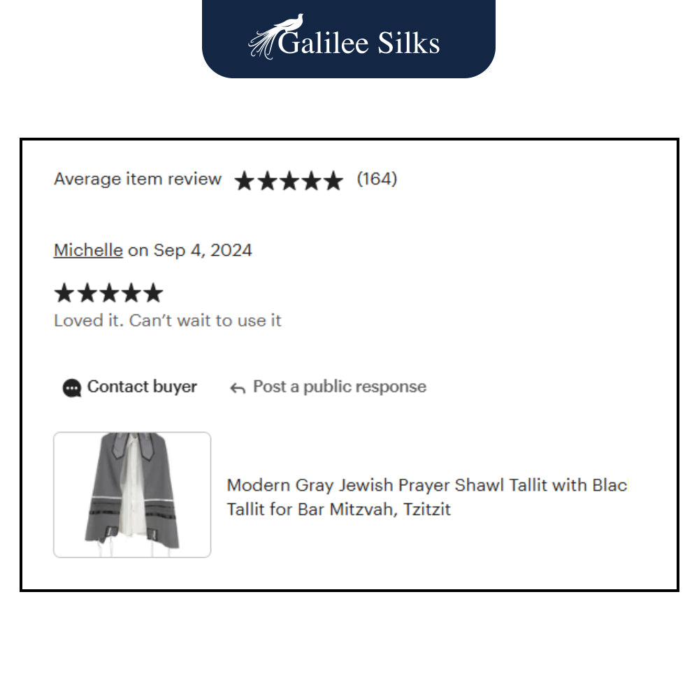 Prestigious Gray Tallit, Bar Mitzvah Tallit Set